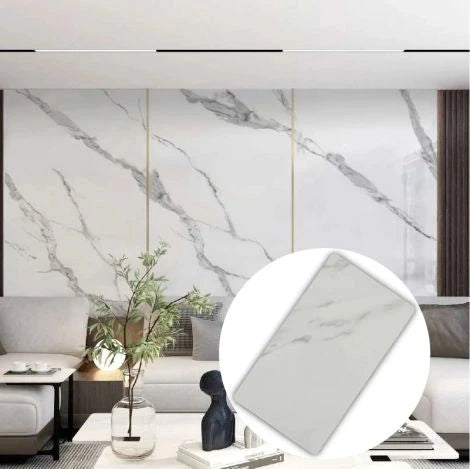 Tấm tường nội thất PVC vân đá cẩm thạch bóng cao, chống thấm, tấm vân đá 3D xử lý UV